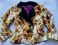 VINTAGE BOHO FLORAL VELVET HANDMADE JACKET BLAZER, M/L, 39" BUST