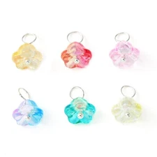 100x Glass Flower Glory Dangle Charms Pendants for DIY Ornament Crafts Making