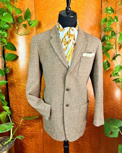 PAUL SMITH Made In Italy Wool Notched Lapel Brown Cream Suit Jacket Blazer 44 46 - Picture 3 of 12