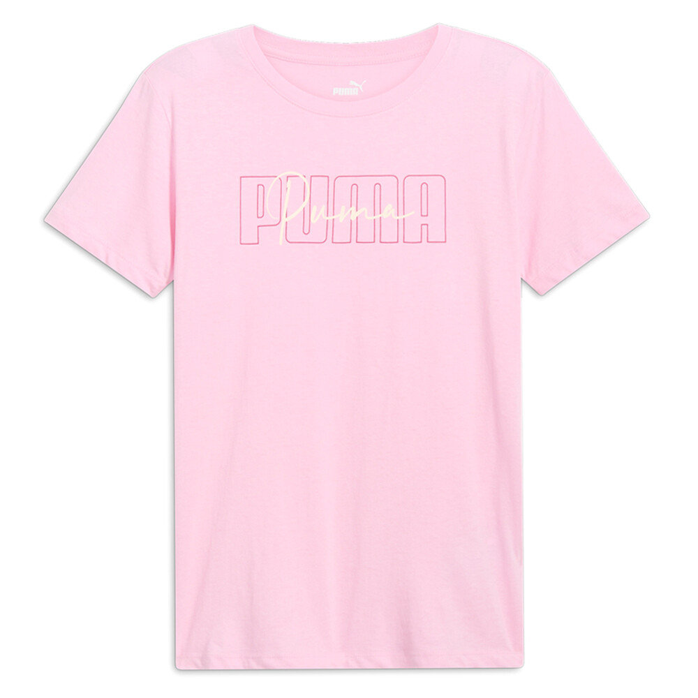 Puma Script Logo Womens Pink Short Sleeve Crew Neck T-Shirt 68222930