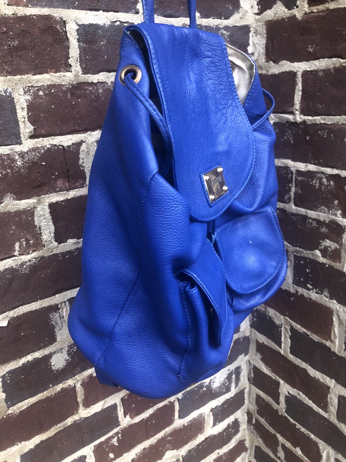 Valentina Italia Pebbled Leather Backpack Bag In TEA… Gem