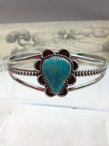 KIngman Turquoise Sterling 6 wire cuff bracelet design TByrd Navajo GBoyd 203 - Picture 2 of 4