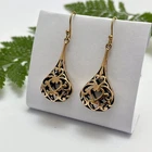 Larger Filigree Lace Gold Earrings on Hooks Double Sided
