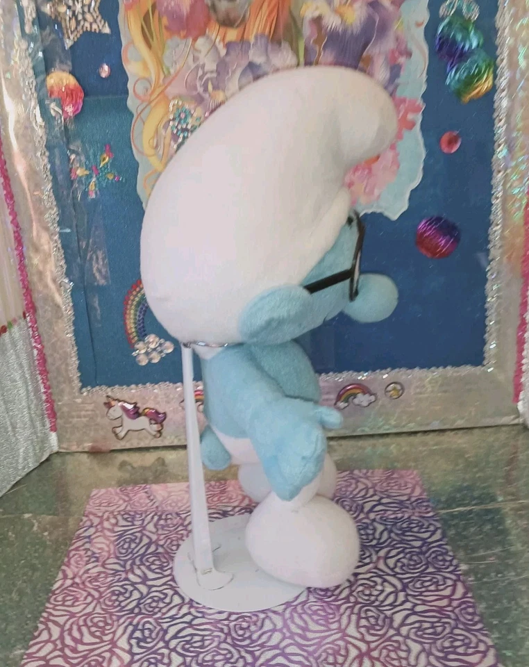 🦄Nanco / The Smurfs / "Brainy Smurf" with Black Glasses '2010 15” Plush! - Image 3 of 4