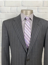 COPPLEY Men  s Loro Piana Striped Gray Suit Sz 42 L Pants 36 X 29.5