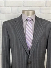COPPLEY Men’s Loro Piana Striped Gray Suit Sz 42 L Pants 36 X 29.5
