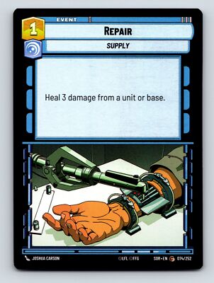 Repair Supply Event Card Heal Three Damage Command Aspect 1 Cost 0 HP