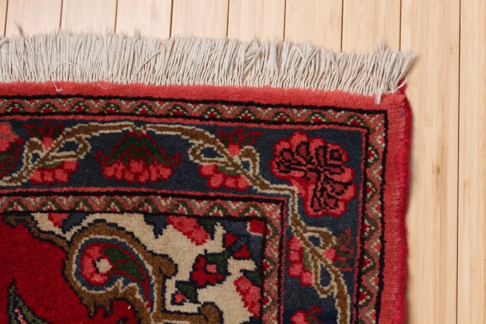 Винтажный восточный ковер-павлин ручной вязки Darjazin Hamadan 36 дюймов x 26 дюймов - Изображение 3 из 4