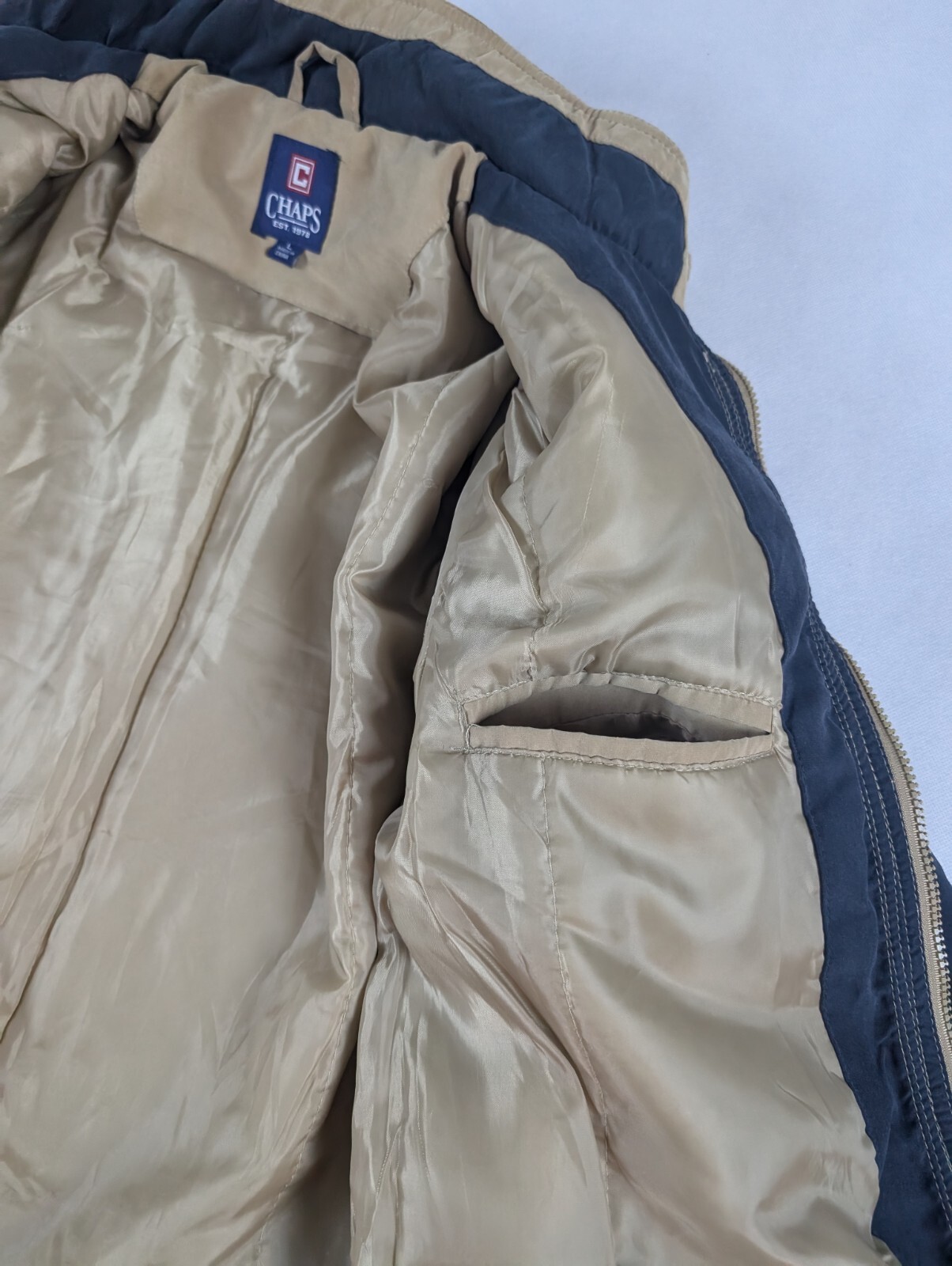 Chaps Khaki Size Large Soft Shell Jacket Lined Fu… - image 8