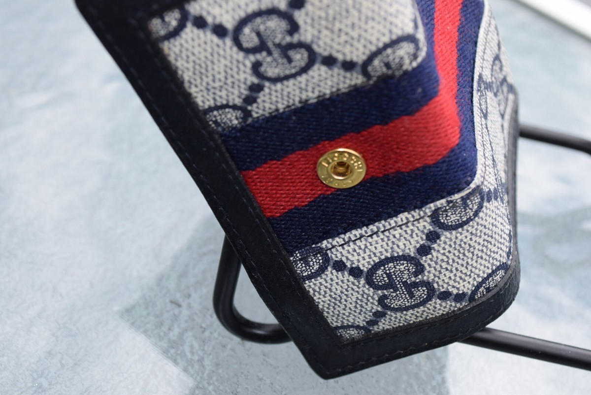 GUCCI VINTAGE BLUE MONOGRAM 6 KEY HOLDER CASE - Used by nice GUCCI VINTAGE BLUE MONOGRAM 6 KEY HOLDER CASE - Used by nice