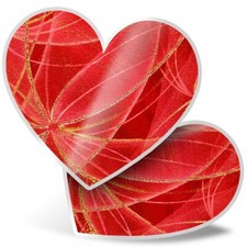 2 x Heart Stickers 15 cm - Abstract Red Pattern Artist #2029