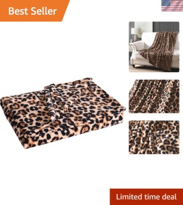 Farmhouse Style Leopard Print Throw Blanket 100% Polyester