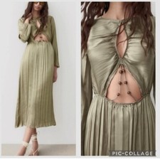 ZARA satin effect pleated wrinkle effect cut out dress blogger favorite NWT