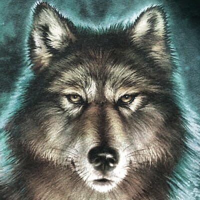 Vintage 2000 Wolf AOP All Over Print Liquid Blue T Shirt Graphic