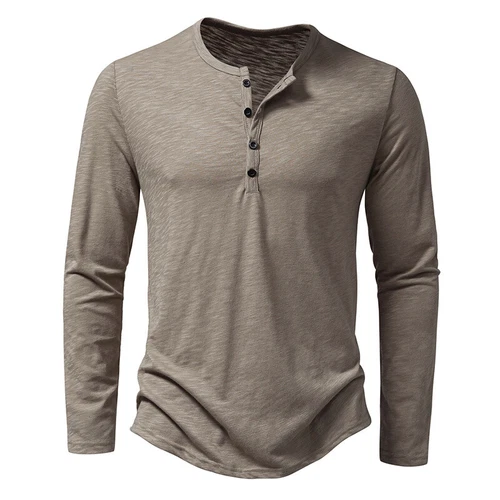 Men T Shirts Long Sleeve T-shirt Mens Henley Neck Daily Wear Casual Basic Top AU - Picture 5 of 41