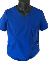 Scrubstar Ultimate Scrub Top Women's Small Blue V-Neck Short Sleeve Pockets