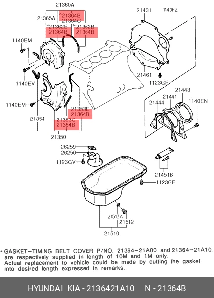 Genuine OE Gasket Timing Belt Cvr 2136421A10 For Kia 21364-21A10  