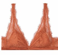 Victorias Secret Luxe Elongated Lace Unlined Wireless Bralette XLarge Ginger