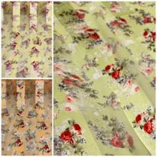 Satin Blumen Streifen Chiffon