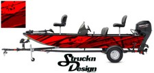 Red Dark Distressed Pontoon Modern Fishing Graphic Bass Boat Vinyl Wrap Decal US