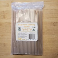 Sugarcane drinking straws (100 pack)