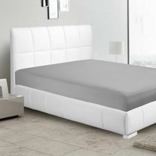 600/800/1000TC 15" Deep 1PC Fitted Sheet Silver Solid Egyptian Cotton US Queen