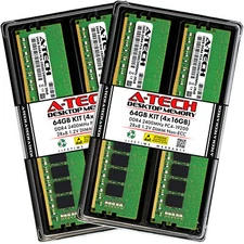 A-Tech 64GB 4x 16GB PC4-19200 Desktop DDR4 2400 MHz DIMM 288-Pin 2Rx8 Memory RAM