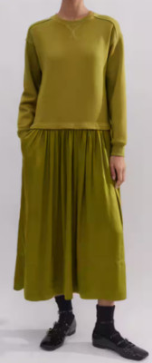 Me + Em - Kleid Pullover Mixed-Media Sweatshirting Grün Olive Gr.16 UK 44 Eu -
