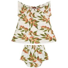 Milk Barn - Peaches Organic Cotton Dress Bloomer Set - 12-18 months