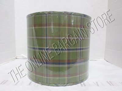 Pottery Barn Kids Madras Check Stripes Gingham Light Lamp SHADE Green Brown