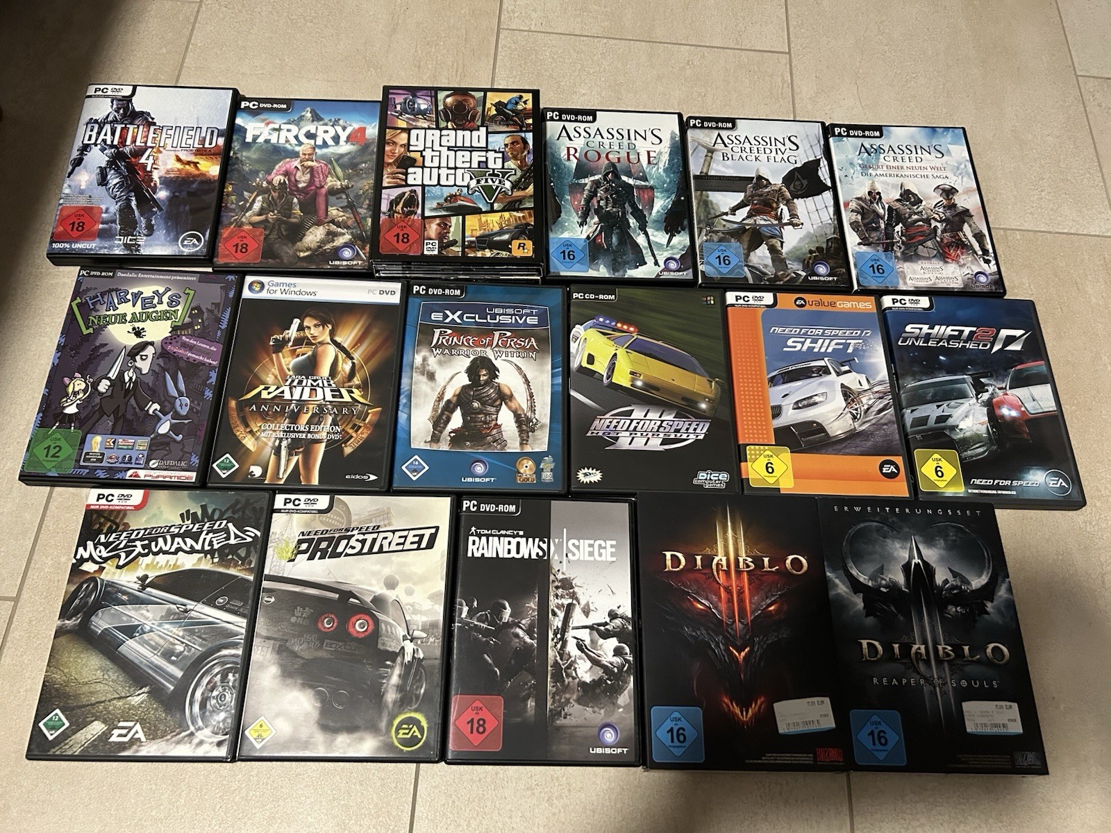 PC Spiele Sammlung; 16 Spiele; u.a. Battlefield 4, GTA 5, Need for Speed