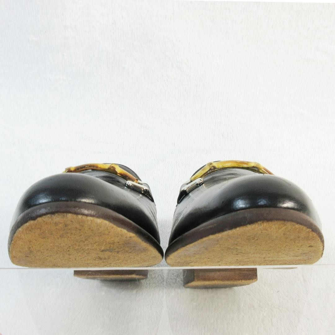 GUCCI Women's Loafers Bamboo Leather Black EU35.5/US5.5 120228c thumbnail 14