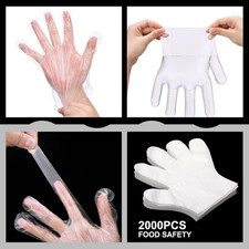 2000 Pcs Disposable Plastic Gloves for Cooking Food Prep Clear Service Safe K...