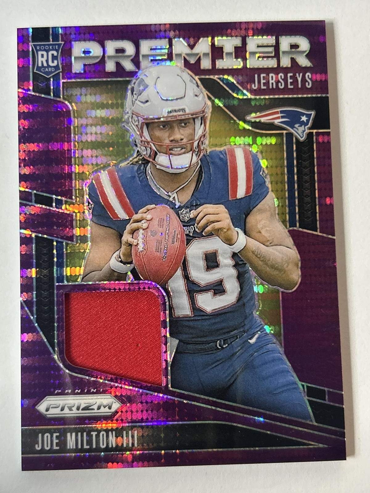 2024 Panini Prizm #PJ-JMN Joe Milton III Premier Jerseys Purple Pulsar