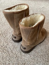 UGG Australia Sz 8 Women Ultimate Short 5275 Camel Leather Sheepskin Lined Boot