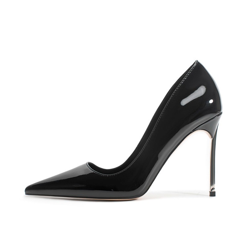 New Womens Patent Leather Pointy Toe Slip on High Heels Stilettos OL Party Shoes