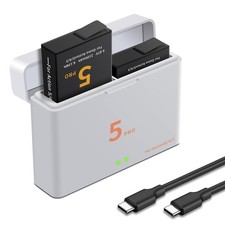 2 Pack for Osmo Action 5 Pro/4/3 Battery, 5V 3A USB-C Dual-Slot Charging Hub ...