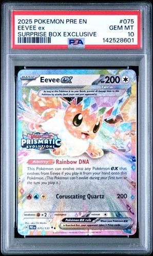 2025 POKEMON PRE EN-PRISMATIC EVOLUTIONS SURPRISE BOX EXCLUSIVE EEVEE EX PSA 10