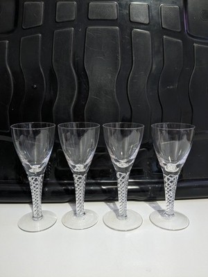 Stuart Kristall Arielle Air Twist kleine Gläser X4 Likör Cordial Sherry Vintage