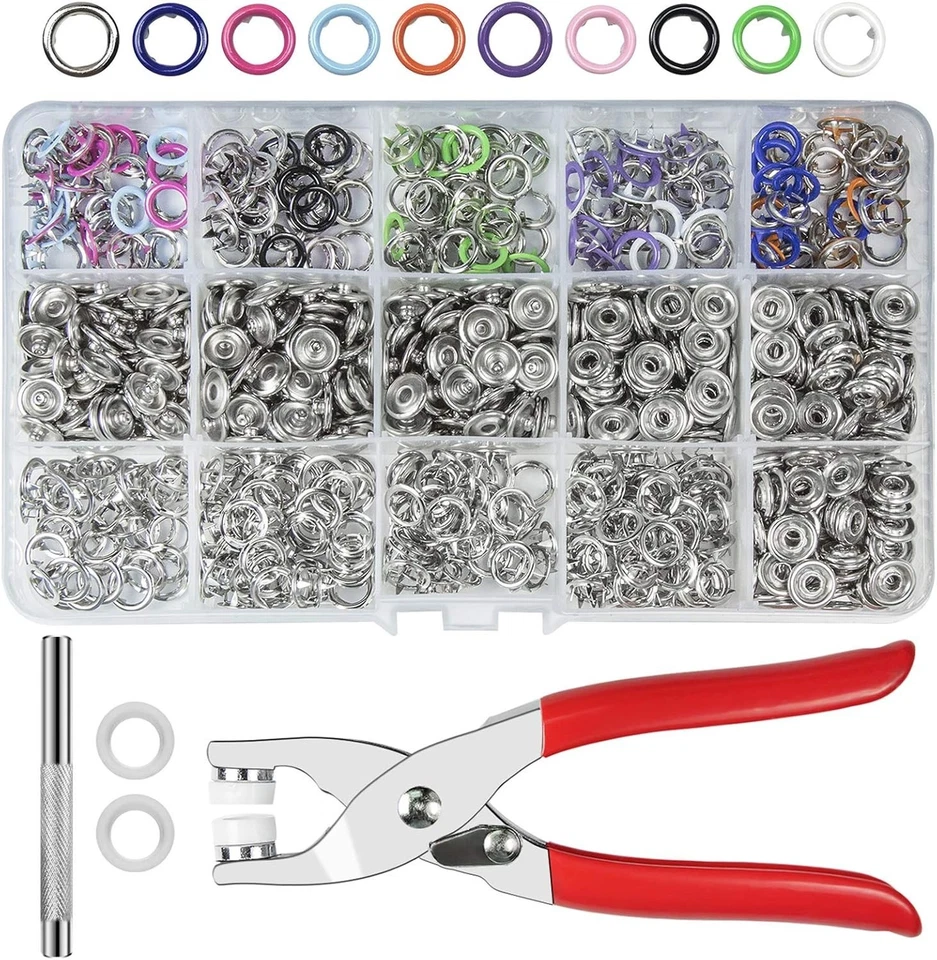 Metal Snap Buttons Kit 200 Sets Copper Aluminum Eco-Friendly Fastener Pliers ... - Image 3 of 4