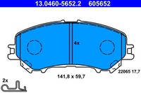Ate Bremsbelagsatz Scheibenbremse 13.0460-5652.2 FüR Nissan Qashqai J11 2 Dig