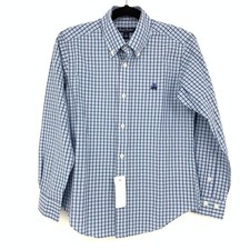 Brooks Brothers Shirt Boys Size Small Long Sleeve Button Down Blue Plaid NEW