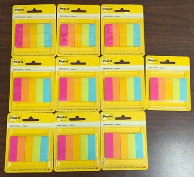 LOT OF 10 - POST-IT 250ct PAGE MARKERS 05.''x 1.75'' EACH = 2500 PAGE MARKERS TTL