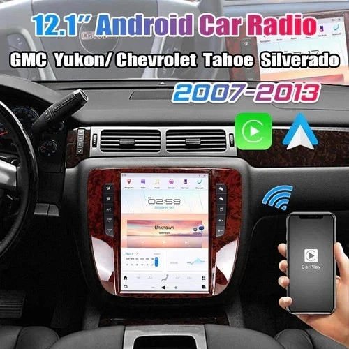 12.1" For GMC Yukon Chevrolet Tahoe Suburban 2007-13 Android Tesla Radio Stereo - Imagem 4 de 4