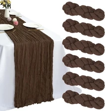 8 Pack Brown Cheesecloth Table Runner 10Ft Boho Gauze Fabric 120 Inch Cheese Clo