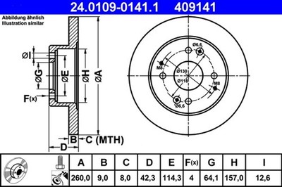 2x ATE Bremsscheibe 24.0109-0141.1 für HONDA PRELUDE 5 16V BB9