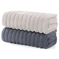 Luxury 2-Piece Quick-Dry Bath Towel Set 27.5 x 55 inches Darkgrey lightgrey