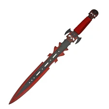 27 Skull Splitter Sword with Red Cord Wrapped Handle and Stainless Steel Blade