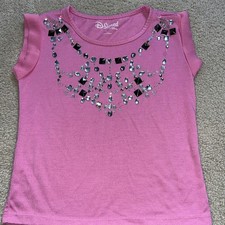 D-Signed By Disney Top Shirt Girls S Pink Embellished Cap Sleeve EUC