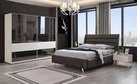 Schlafzimmer MöBel Glasschrank Designer Doppelbett Holz Nachttische 4Tlg